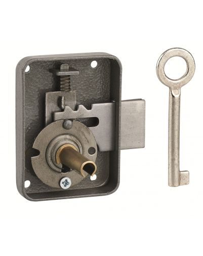 Incuietoare pentru mobilier Paris pentru usa de mobilier, stanga, ax 30mm, 55x70mm, gri, 1 cheie - 1