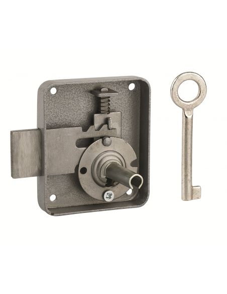 Incuietoare pentru mobilier Paris pentru usa de mobilier, dreapta, ax 40mm, 65x70mm, gri, 1 cheie - 1