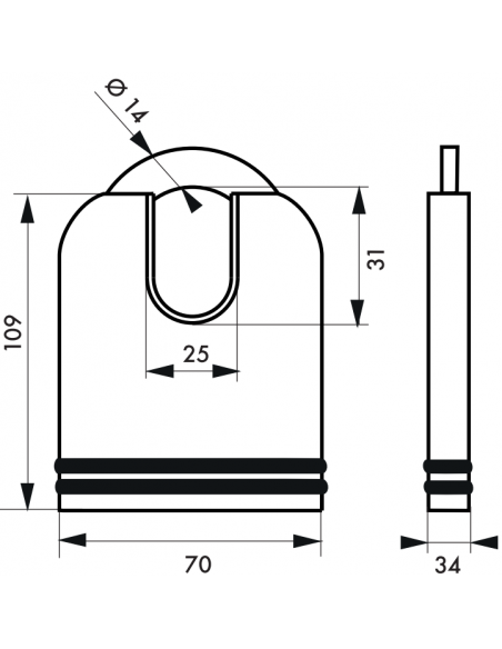Lacat 740P fara cilindru, pentru santier, otel cementat - 2