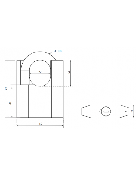Lacat cu cheie Octo-P, otel, pentru santier, arc protejat din otel, 60mm, 3 chei - 2