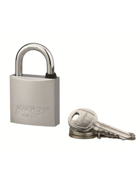 Lacat de exterior Mach 3, 40 mm, alama nichelata, 2 chei - 1