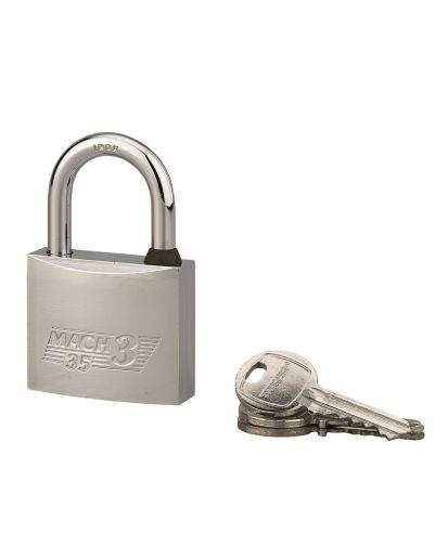 Lacat de exterior Mach 3, 35 mm, alama nichelata, 2 chei - 1
