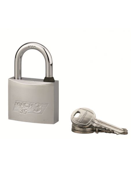 Lacat de exterior Mach 3, 35 mm, alama nichelata, 2 chei - 1