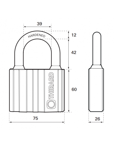 Lacat din otel cimentat Black lock, 75 mm, 5 chei - 2