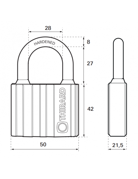 Lacat din otel cimentat Black lock, 50 mm, 5 chei - 2
