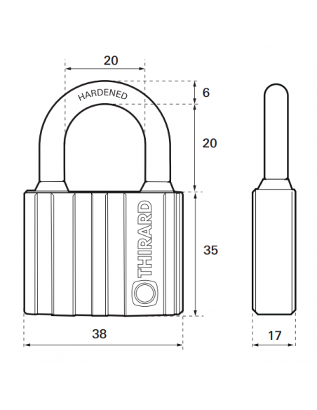 Lacat din otel cimentat Black lock, 38 mm, 5 chei - 2