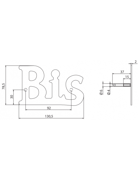 Literele BIS de insurubat, h 80 mm - 2