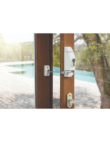 Limitator cu cilindru pentru fereastra, 118x130mm, alb, 3 chei - 2