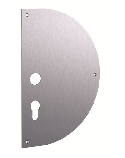 Placa de impingere semiluna din inox cu orificiu pentru cilindru si maner, de insurubat - Stanga - 1
