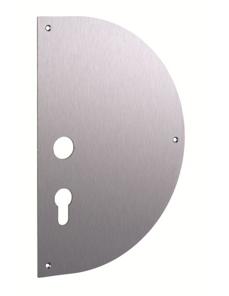 Placa de impingere semiluna din inox cu orificiu pentru cilindru si maner, de insurubat - Stanga - 1