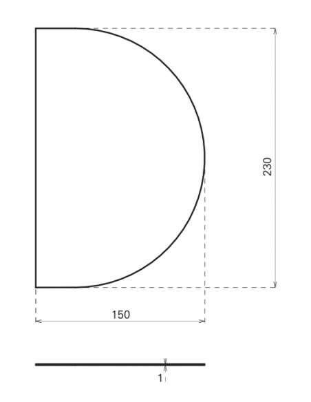 Placa de impingere semiluna din inox 230x150mm cu adeziv - 2