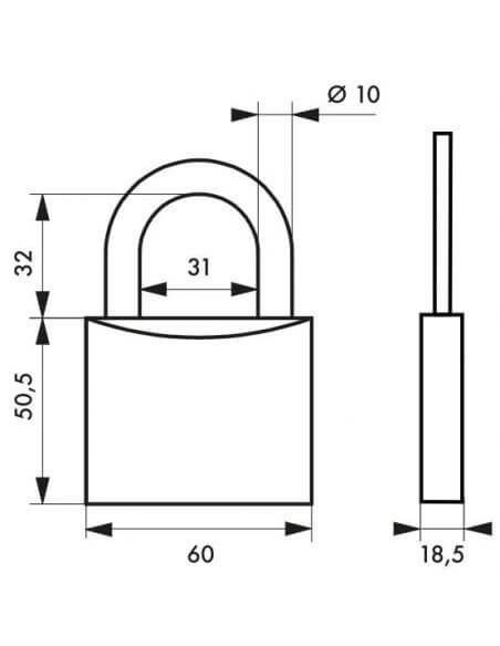 Lacat de santier, cu cheie, TYPE 1, 60 mm, THIRARD - 2