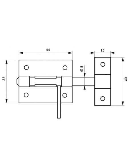 Zavor usa sau poarta, aplicat, bolt rotund 10 mm, zincat, THIRARD - 2