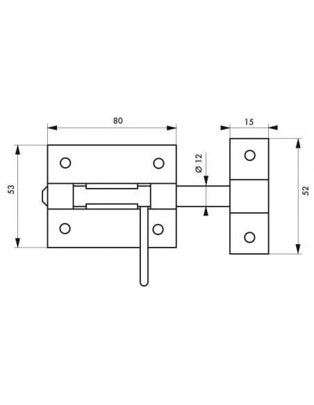 Zavor usa sau poarta, aplicat, bolt rotund 12 mm, zincat, THIRARD - 2