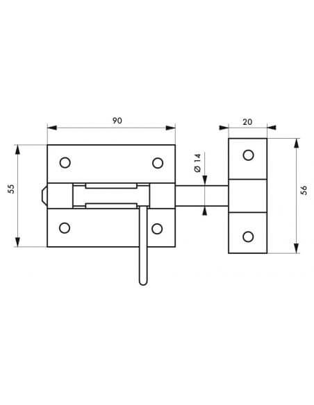 Zavor usa sau poarta, aplicat, bolt rotund 14 mm, zincat, THIRARD - 2