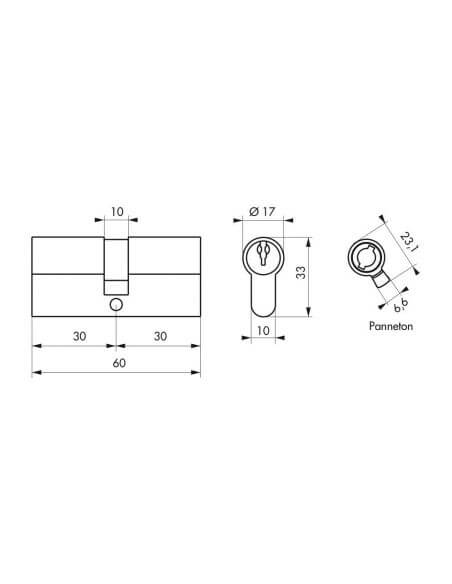 Set 2 cilindri 30 x 30 mm, standard, STD, 6 chei, THIRARD - 2