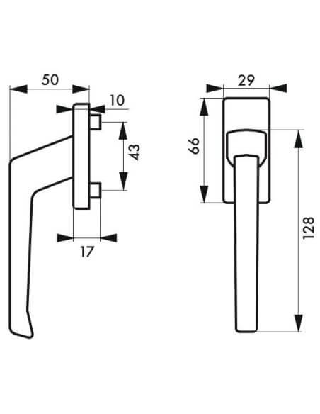 Maner fereastra aluminiu, sampanie anodizat, THIRARD - 2