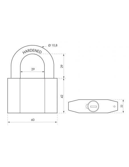 Lacat de exterior, cu cheie, OCTO, 60mm, THIRARD - 2