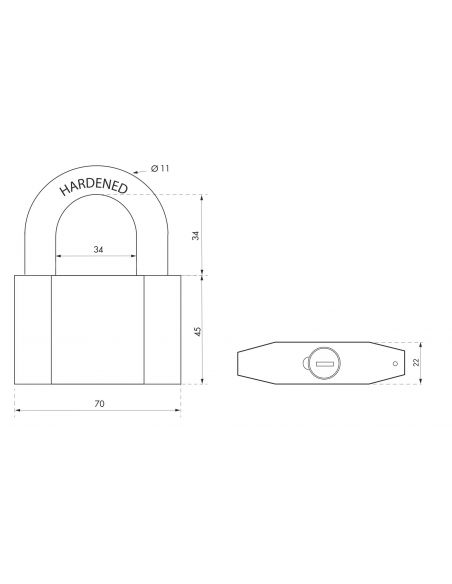 Lacat de exterior, cu cheie, OCTO, 70mm, THIRARD - 2