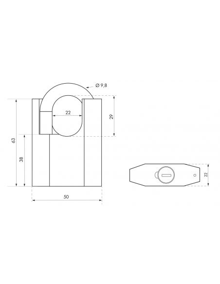 Lacat de exterior, cu cheie, OCTO-P, 50mm, THIRARD - 2