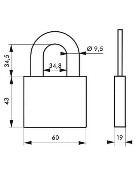 Lacat de santier, cu cheie, TYPE 1 ALU, 60 mm, THIRARD - 2