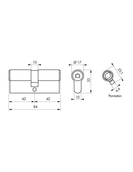 Butuc usa 40 x 40 mm, standard, nichel mat, inalta siguranta FEDERAL 2, 5 chei reversibile si card proprietate, THIRARD - 2