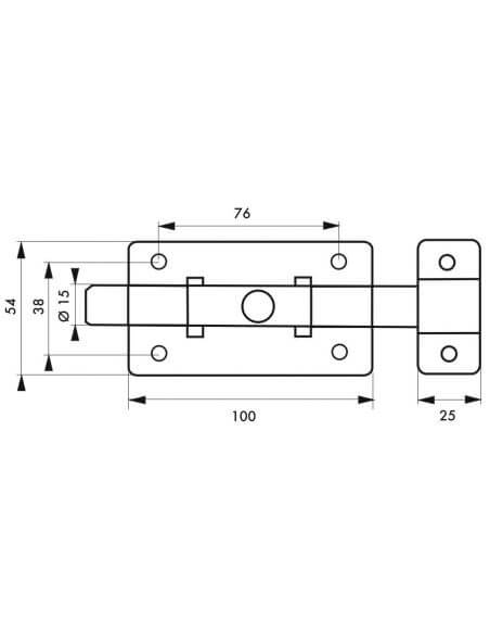 Zavor usa mobilier, aplicat, 150 mm, bolt plat, cromat, THIRARD - 2