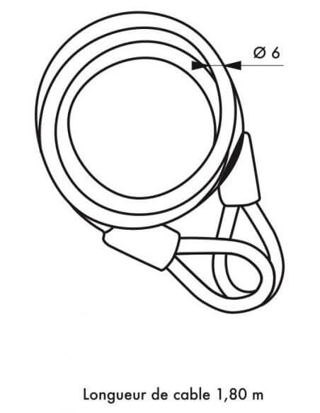 Antifurt bicicleta, cu lacat, TWISTY, 6 mm, 180 cm, THIRARD - 2