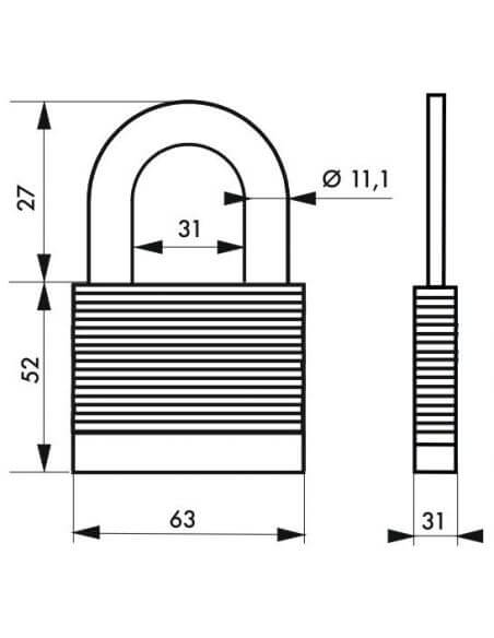 Lacat de santier, cu cheie, PROTECTOR, 63 mm, THIRARD - 2