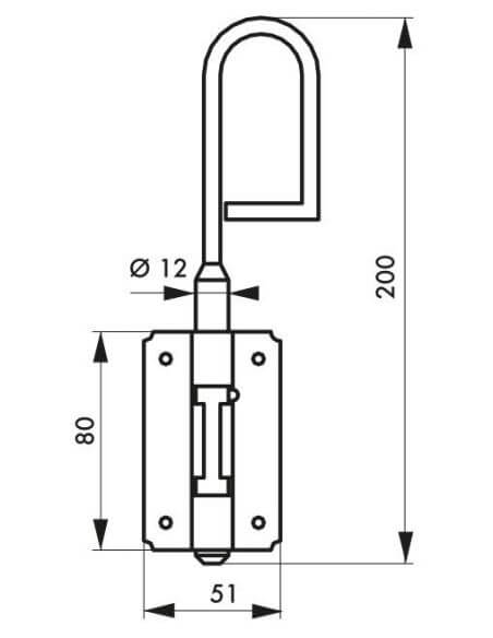 incuietoare usa, zavor vertical, 12 x 200 mm, THIRARD - 3