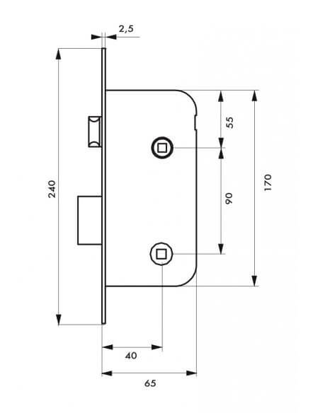 Broasca usa interior, ingropata, 40 x 90 mm, cu blocare, negru - potrivita pt. usa baie/WC sau usa dormitor, THIRARD - 2