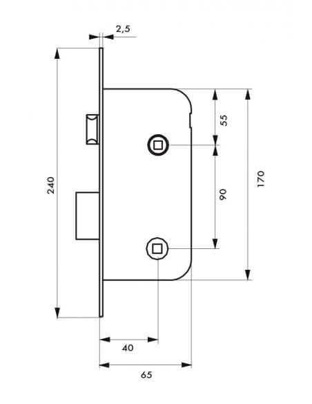 Broasca usa interior, ingropata, 40 x 90 mm, cu blocare, zincat - potrivita pt. usa baie/WC sau usa dormitor, THIRARD - 2
