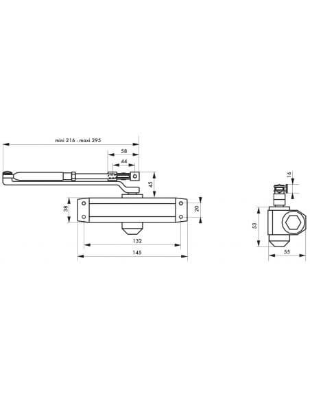 Amortizor usa, hidraulic ECO  (usi sub 30 kg), oprire la 90°, THIRARD - 2