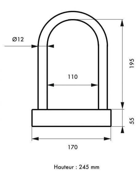 Antifurt moto â€žUâ€ cu cheie, UP, 12 mm, 20 cm, THIRARD - 2