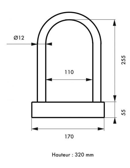 Antifurt moto â€žUâ€ cu cheie, UP, 12 mm, 27 cm, THIRARD - 2