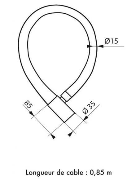 Antifurt moto, cu cheie, SCORP, 15 mm, 85 cm, THIRARD - 2