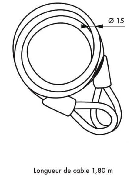 Cablu antifurt bicicleta, TWISTY, 15 mm, 180 cm, THIRARD - 2