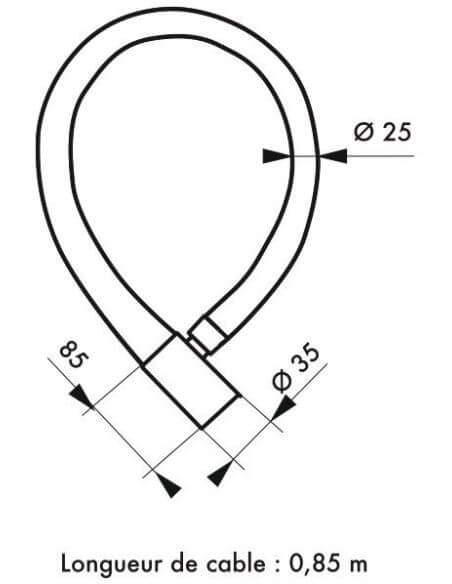 Antifurt moto, cu cheie, STUNT, 25 mm, 85 cm, THIRARD - 2