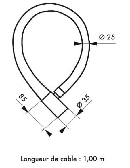 Antifurt moto, cu cheie, STUNT, cu cheie,  25 mm, 100 cm, THIRARD - 2