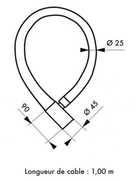 Antifurt moto blindat, cu cheie, STUNT, 25 mm, 120 cm, THIRARD - 2