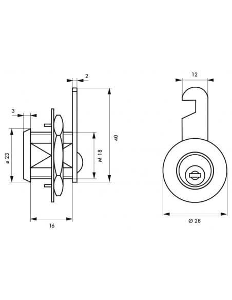 incuietoare cu cama 16 mm, THIRARD - 2