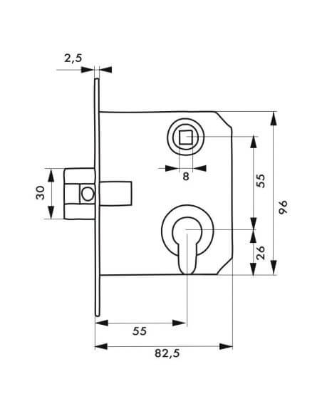 Broasca usa intrare, ingropata, 55 x 55 mm, pt. cilindru profil european, zincat - potrivita pt. usa metalica, THIRARD - 2