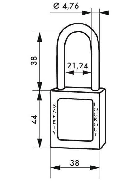 Lacat siguranta industriala, toarta inox Ø 4,76 x 38 mm (albastru), THIRARD - 2