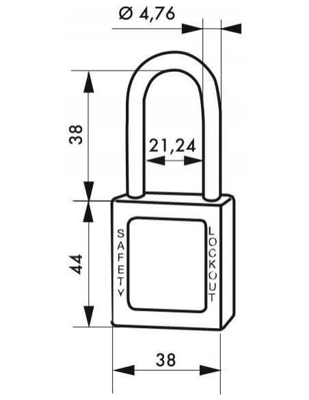 Lacat siguranta industriala, toarta inox Ø 4,76 x 38 mm (rosu), THIRARD - 2