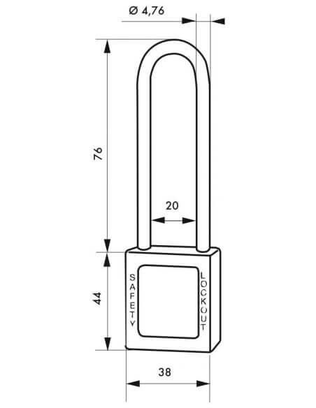 Lacat siguranta industriala, toarta inalta inox Ø 4,76 x 38 mm (albastru), THIRARD - 2