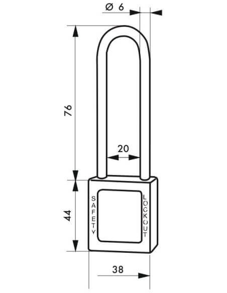 Lacat siguranta industriala, toarta inalta inox Ø 6 x 38 mm (negru), THIRARD - 2
