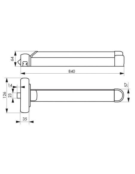 Broască antipanică S-PUSH, 1 punct lateral, reversibilă, lăcuită gri - 2