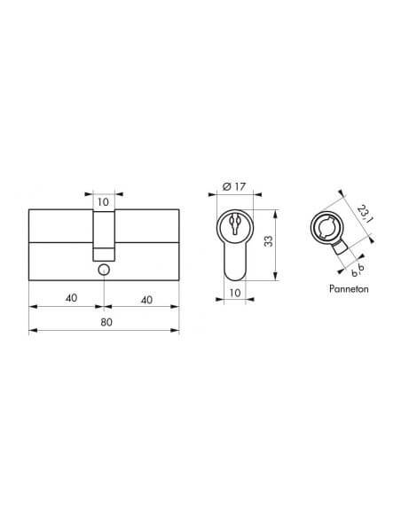 Butuc usa 40 x 40 mm, standard, ECO, 3 chei - 2