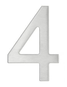 Număr ușă, cifra „4”, lipire adeziv 3M, inox - 1