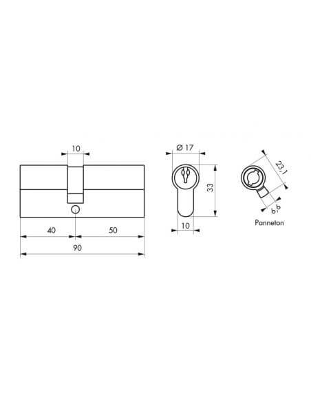 Butuc usa 40 x 50 mm, standard, nichelat, STD, 3 chei - 2